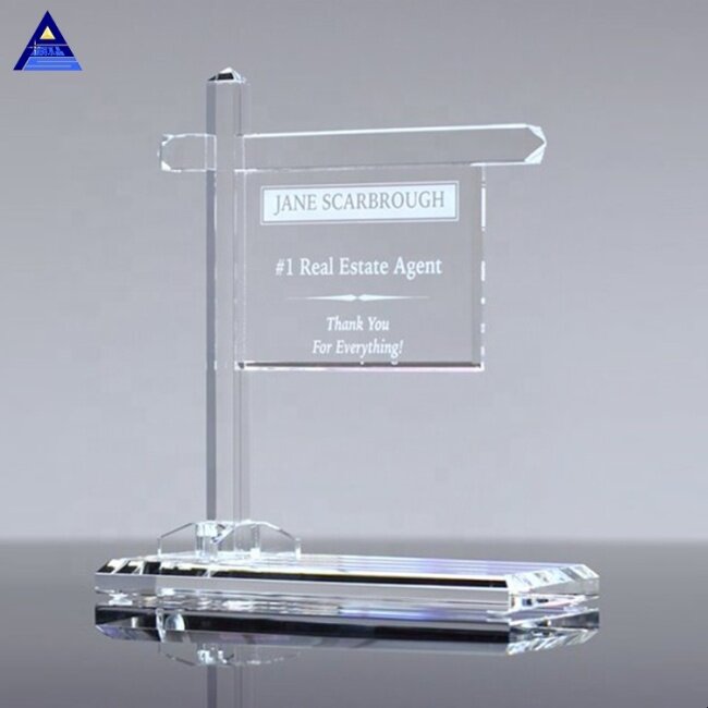 The Ciry Real Estate Corporate Crystal Award Trophy Plaque with Base