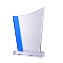 Wholesale Different Shape Engraved Blue Crystal Glass Awards Plaque For Business Gifts