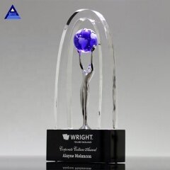 Venta caliente Diseño Alegoría Mundo Globo Cristal Trofeo Premio