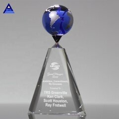 Centros de mesa de globo de mapa mundial de cristal de tamaño personalizado, globo terráqueo de cristal para regalos de empresa