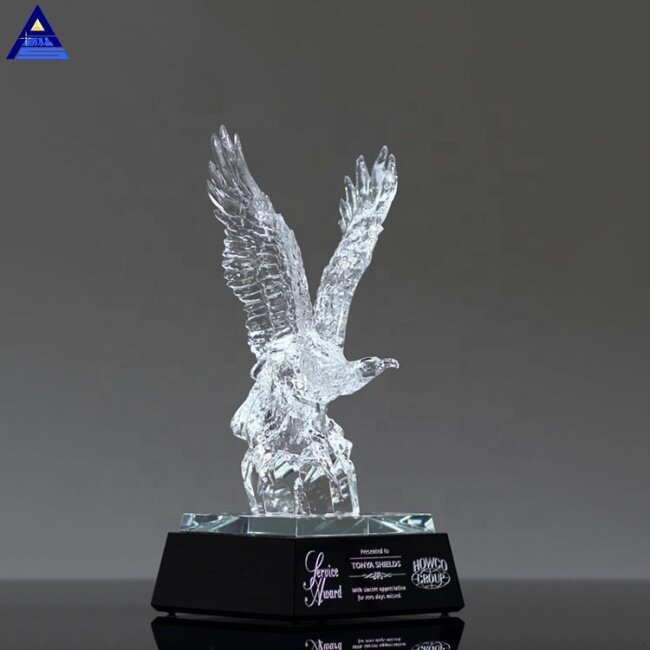 Custom Personalized Journey Crystal Eagle Award Trophy With Custom Logo