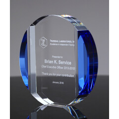 Premium Clear Glass Trophies Blank Shape Clear Blue Crystal Sports Circle Award