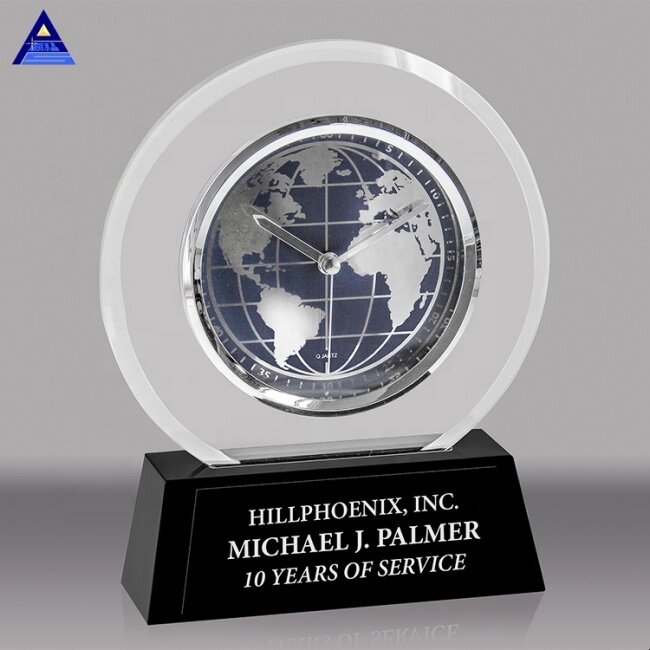Wholesale Custom Black Base Clear World Globe Souvenir Crystal Award Trophy For Cheap Sale
