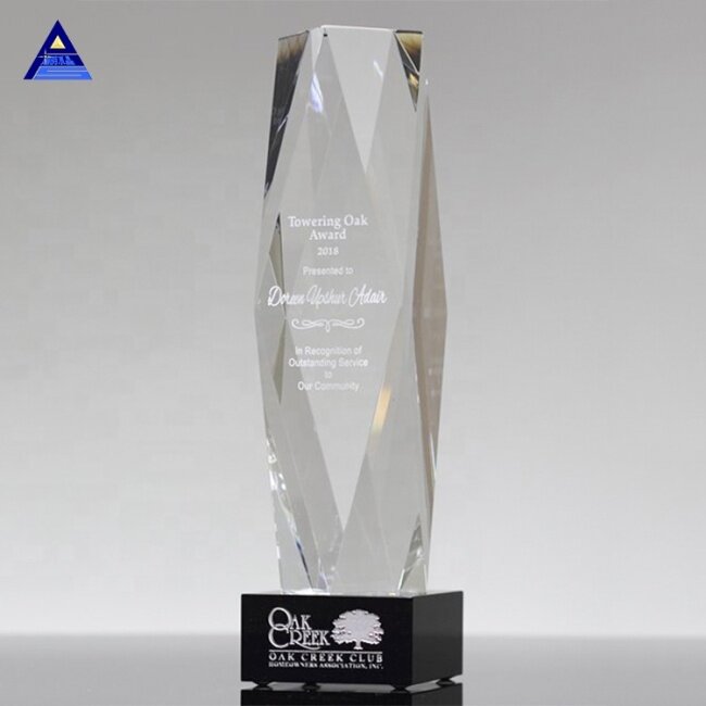 Hot Sale High Quality Obelisk Shaped Engraved Glass Award For Souvenir