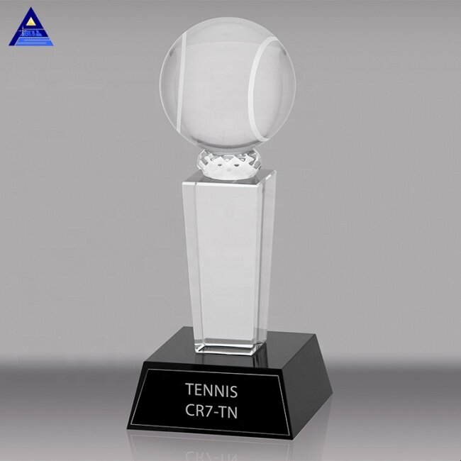 Wholesale Cheap Customized Logo Engraving K9 Crystal Glass Volleyball Trophy