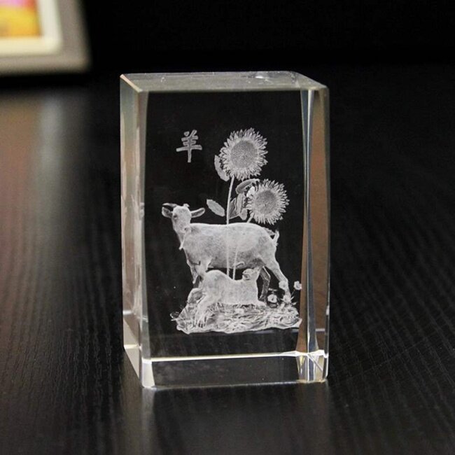 Crystal 3d Laser Engraved Cube/Crystal Paperweight Rectangle Crystal Cube