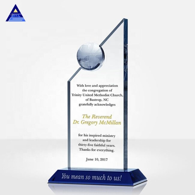 2021 New Design Business Cooperation Award Design clear Crystal Earth Globe Trophy