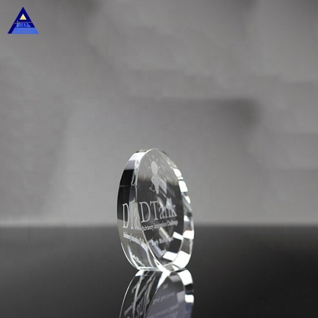 Premium Blank Clear Glass The Unique Engraving Circle Shape Crystal Trophy Of Award