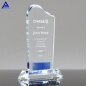 Wholesale Crystal Trophy Gift Clear Flame Cobalt Gem Wave Crystal Trophy With Base