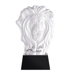 High Quality K9 Crystal Lion Figurine And Black Base Hand Carved Etched Crystal Animal