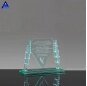 Clear 3D Laser Engraved Armor Recognition Etched Glass Award Crystal Glass Cube Souvenir