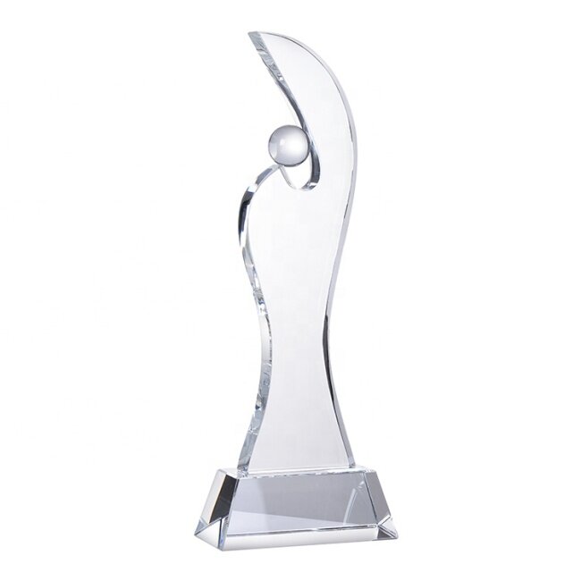 2020 Factory Personalized Custom Blank Flame Shape Crystal Plaque Glass Award Trophy
