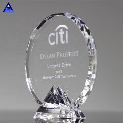 Trofeo de premio de diamante de cristal transparente grabado personalizado de moda caliente
