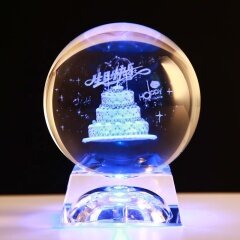 FS кристалл горячая распродажа 3D лазерная гравировка прозрачная круглая форма кристалл ремесло фотография хрустальный шар со светодиодной основой