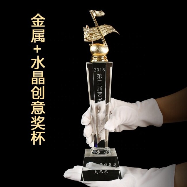 Customized Engraved Logo Sports Customized Champion Second Third Place Award Golf Crystal Trophy