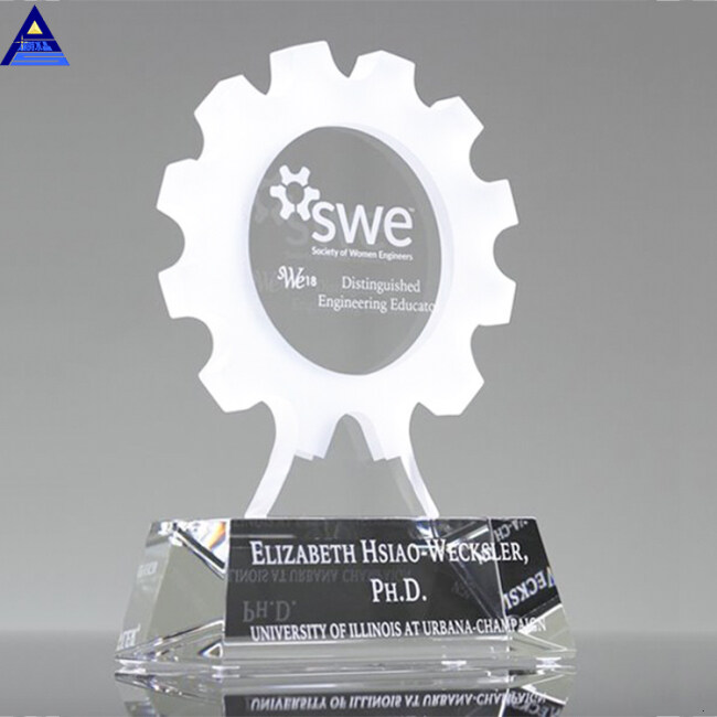 Hight Quality Flower Shape Blank Crystal Trophy Sample Award Shield With Black Base