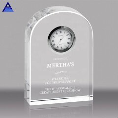 Hand Crafted Personalized Blank Clear Glass Cube K9 Crystal Desk Clock For Souvenir Gift