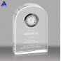 Hand Crafted Personalized Blank Clear Glass Cube K9 Crystal Desk Clock For Souvenir Gift
