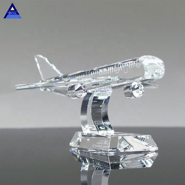 Custom Handmade 3D Clear Paperweight Crystal Airplane Award For Business Souvenirs Gift