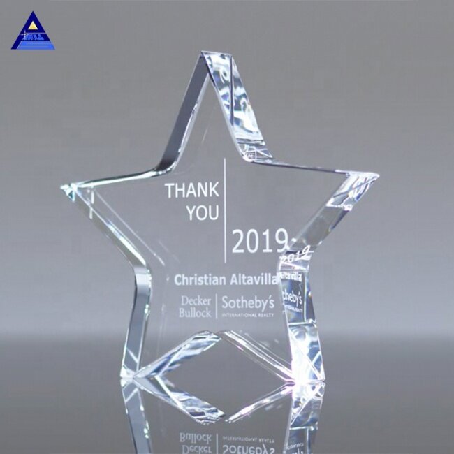 Home Decoration Wholesale Polished K9 Crystal Star Award For Trophies