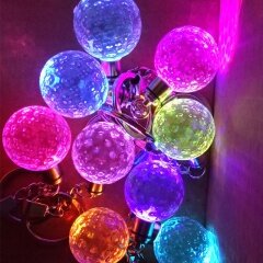 Crystal Ball 3D Engraved Key Chain Ring Keyring Keychain LED Glow Pendant Gift