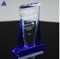 Wholesale Custom Top Vision Engraving Plaque Trophy Crystal With Blue Base