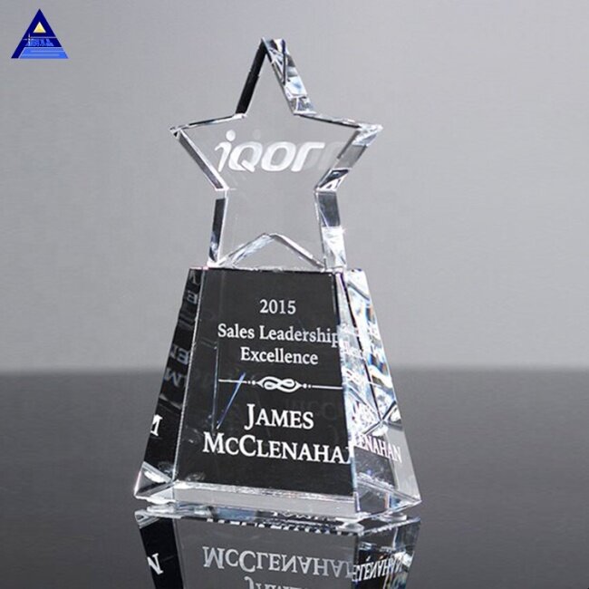Customized Shape OEM/ODM Optical Crystal Star trophy of Excellence Award Trophy