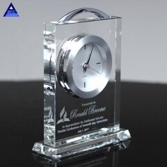Classical Clear Eternity Crystal Desk Top Clock For Wedding Return Gifts