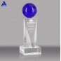 New Customized Blue Pillar World Globe Ball Crystal Award Trophy
