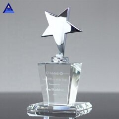 Custom High Grade Unique Design Glass Silver Star Crystal Award