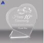 Blank Crystal Craft Wedding Souvenirs Heart Shape Crystal Trophy For Crystal Wedge Base