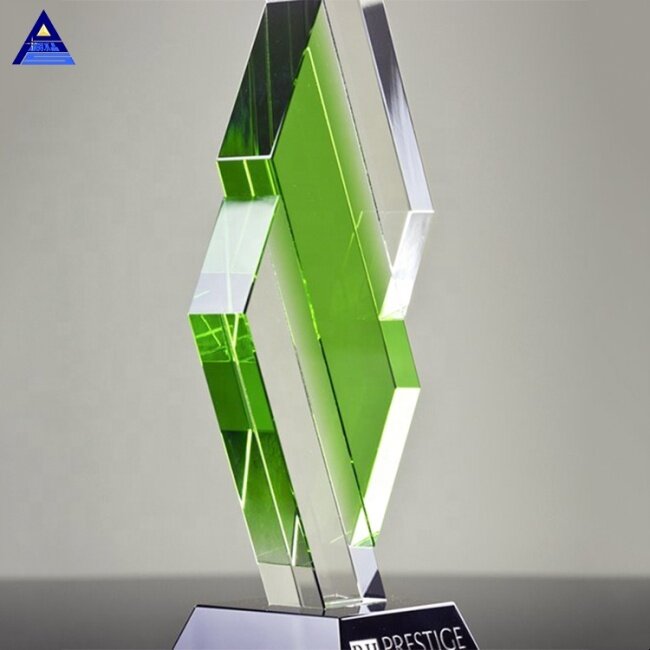 New Design Green and Clear Emerald City Trophy Unique Crystal Award