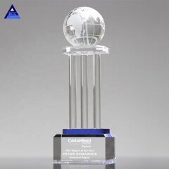 Premio de globo de cristal transparente grande con globo de mapa mundial de tierra de cristal de regalo de boda