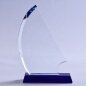 Wholesale Sailing Boat Shape Jade Glass Award Trophy For Sports Contest Souvenirs