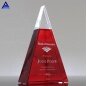 3D Laser K9 Exemplary Red Glass Crystal Pyramid Paperweight