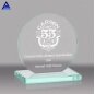 Clear Round Shape Glass Crystal Trophy With Base For Best Employee Staff Award Souvenir Gift Engrave Colorful Customized Logo