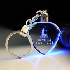 3D Laser Engraving LED Crystal Photo Rose Christmas Creative Gift Key Chain For Father'S Day Gift
