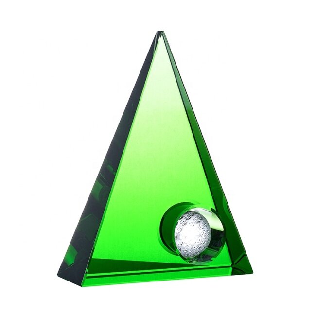 Optical Genuine Crystal Golf Ball Award Trophy Free Engraving Green Glass Crystal