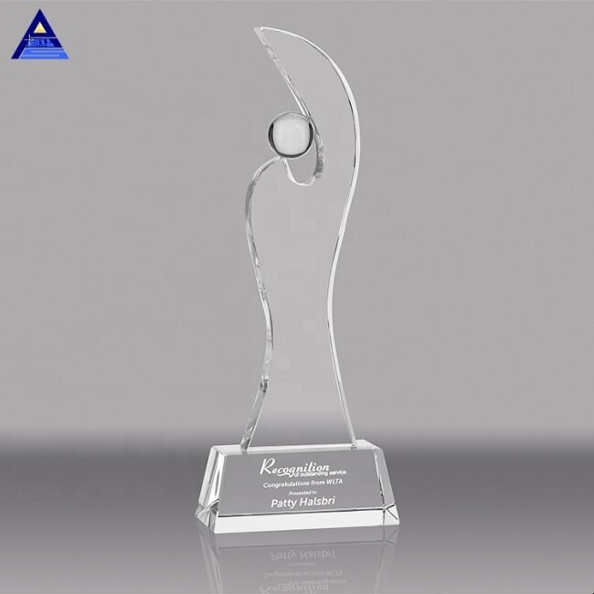 Personalized Custom Clear Souvenirs Flame Shape Art Glass Award For Home Decoration