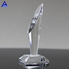 Trofeo de la Copa del Mundo del premio de la antorcha de cristal óptico claro personalizado al por mayor 3D