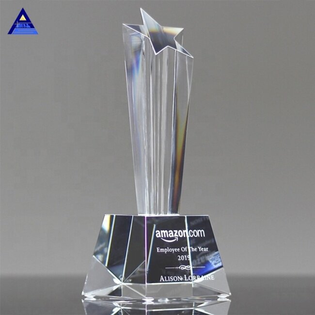 Pujiang High Quality And Beautiful Customized K9 Crystal Glass Star Trophy