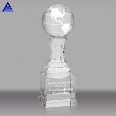 Custom Logo Engraving Crystal Globe Trophy Awards