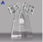 Customized Engraving Logo Flag Shaped Engraved Crystal Award Trophy With Special Significance