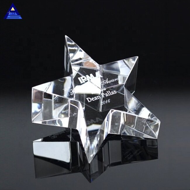 Custom Engraving Log K9 Material Crystal Star Paperweight Trophy
