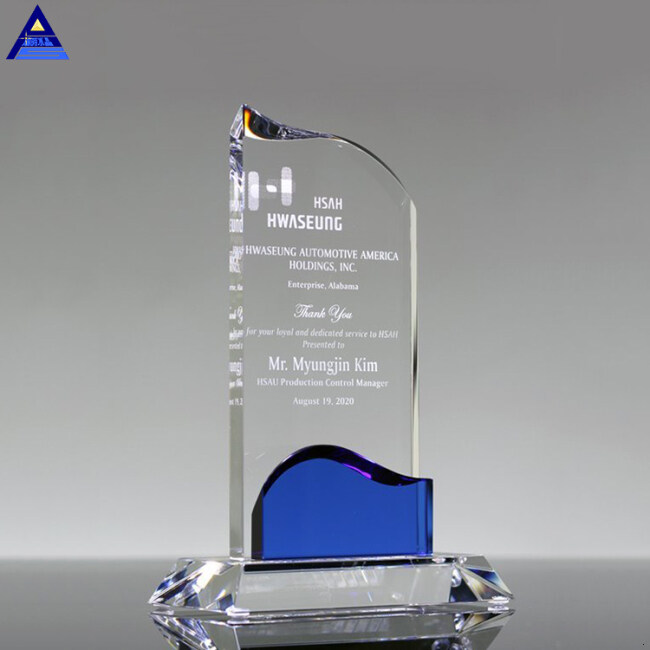 Hot Sale Customized Shape Clear Glass Crystal Trophy Award