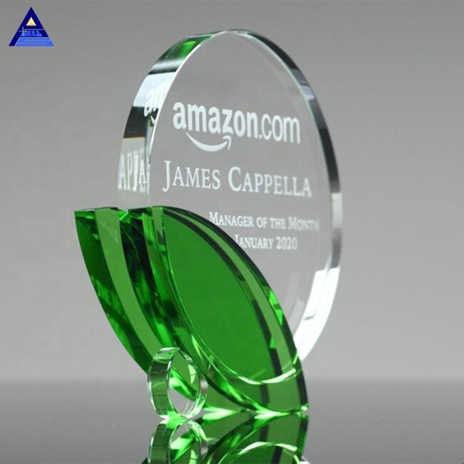 Wholesale Promotion Cheap Cup Trophies Crystal Leaf Award Plaques Trophies For Corporate Anniversary Gift