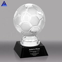 Trofeo de fútbol de cristal de grabado óptico de grabado láser 3D con logotipo personalizado