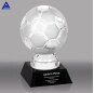 Customized Logo 3D Laser Engraving Optical  Engraving Crystal Glass Soccer Trophy