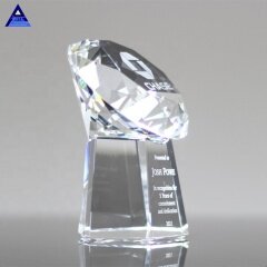 Trofeo en forma de diamante de cristal transparente de la fábrica de Pujiang