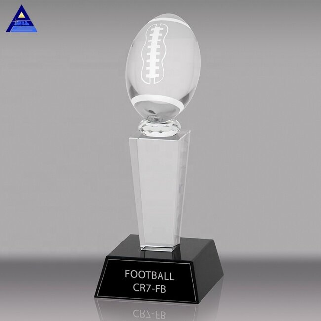 3D Laser Engraving Optical  K9 Top Quality Crystal American Football Sports Trophy
